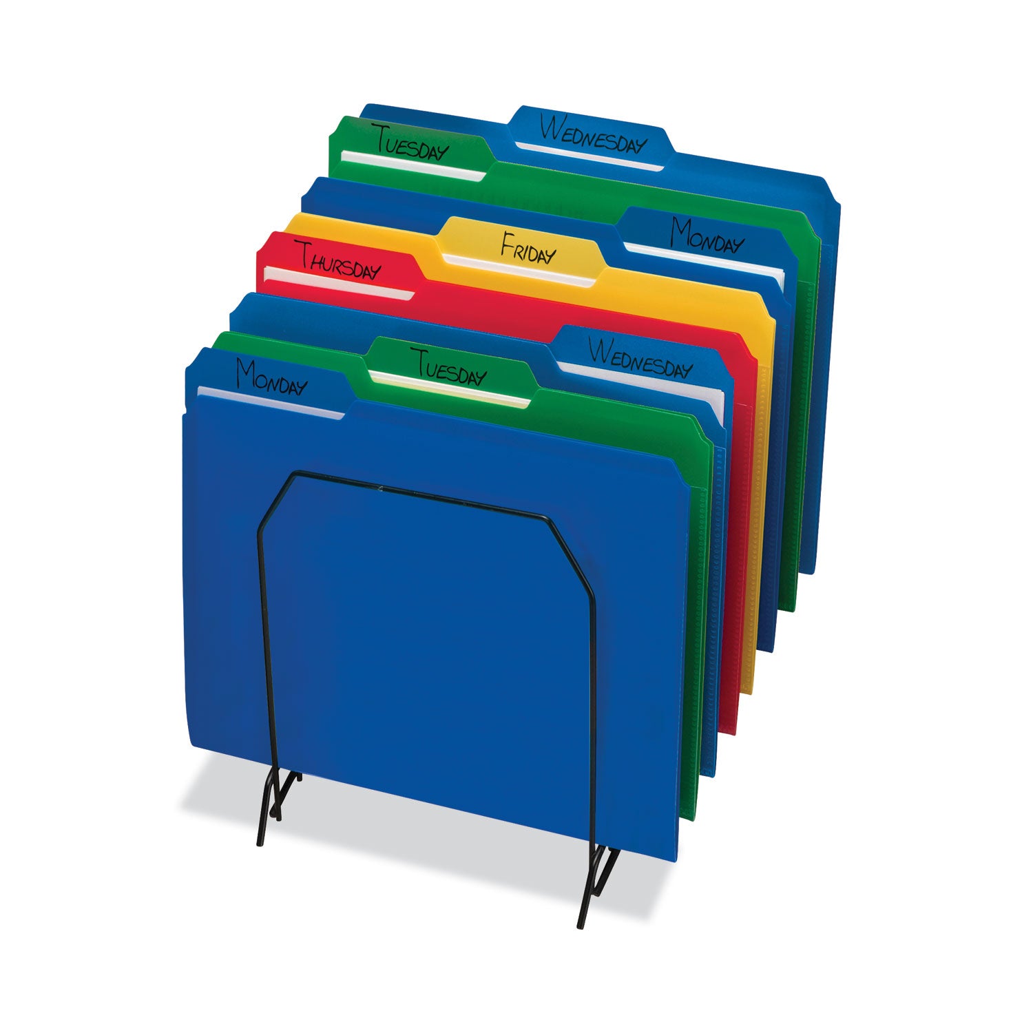 Top Tab Poly Colored File Folders, 1/3-Cut Tabs: Assorted, Letter Size, 0.75" Expansion, Assorted Colors, 24/Box - 