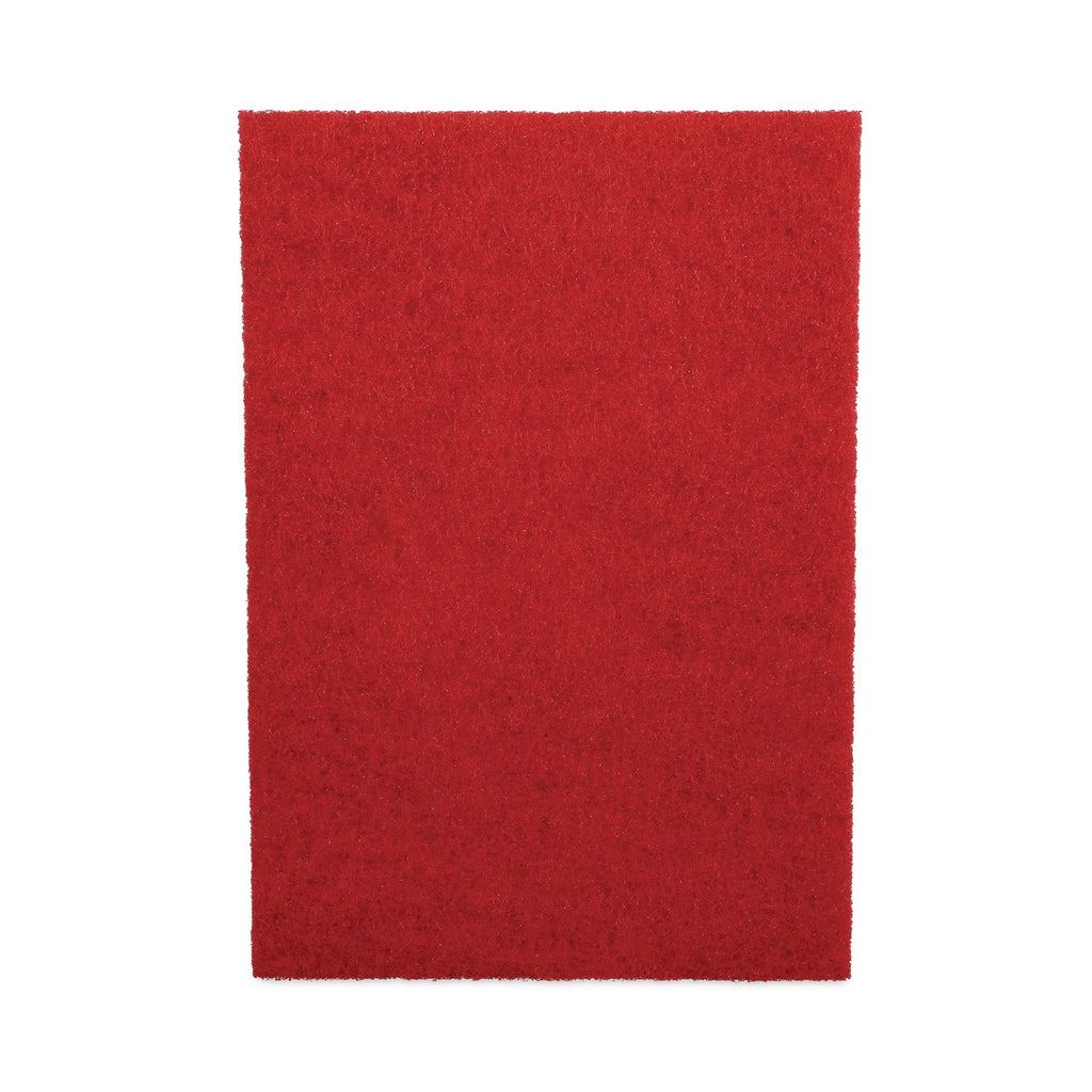 Buffing Floor Pads, 20 x 14, Red, 10/Carton