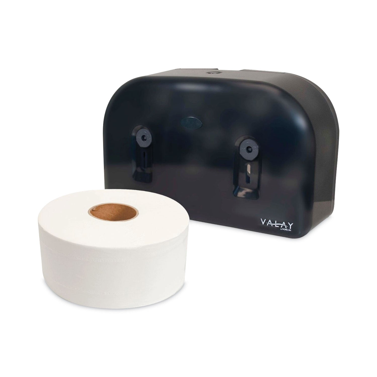 valay-plastic-mini-jumbo-bath-tissue-dispenser-two-rolls-975-x-1587-x-525-black_morvt1003 - 3