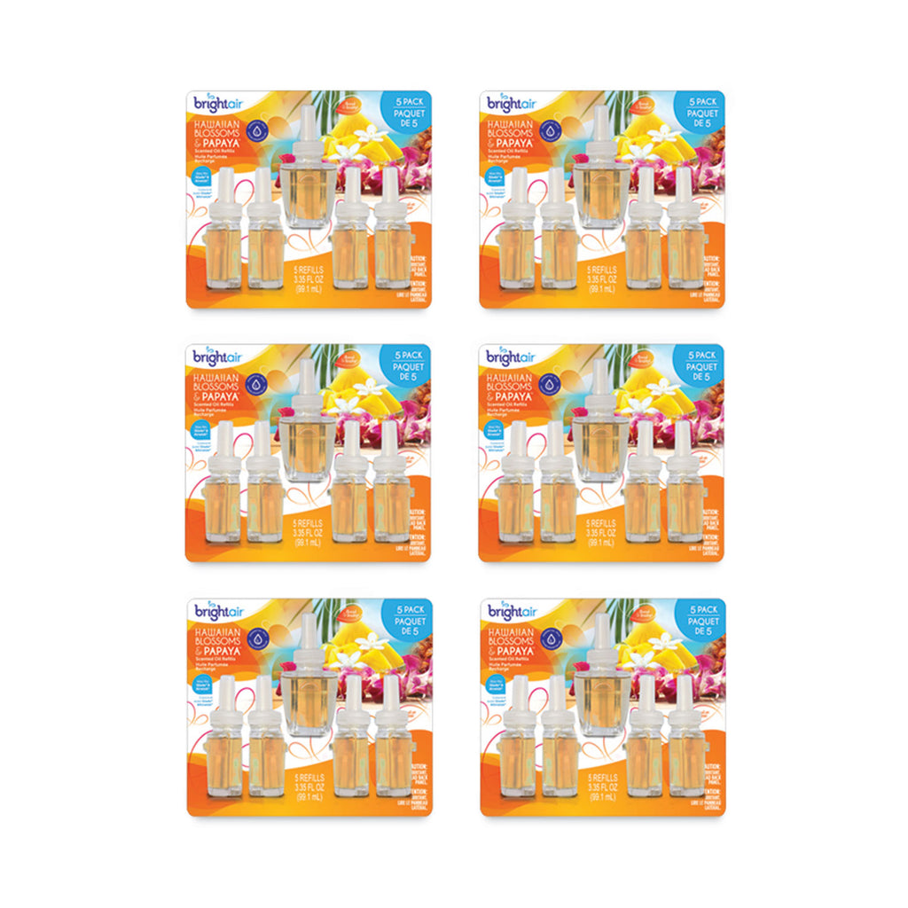 Electric Scented Oil Air Freshener Refill, Hawaiian Blossoms and Papaya, 0.67 oz Bottle, 5/Pack, 6 Pack/Carton