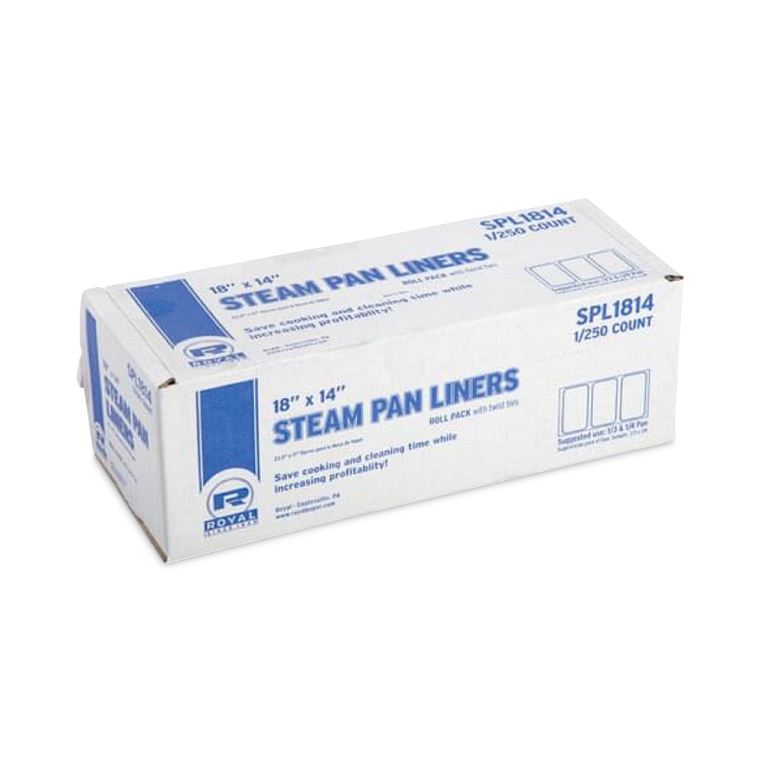 Steam Pan Liners, With Twist Ties, 0.33, 0.25 Pan, 0.02 mil, 18" x 14", 250/Carton