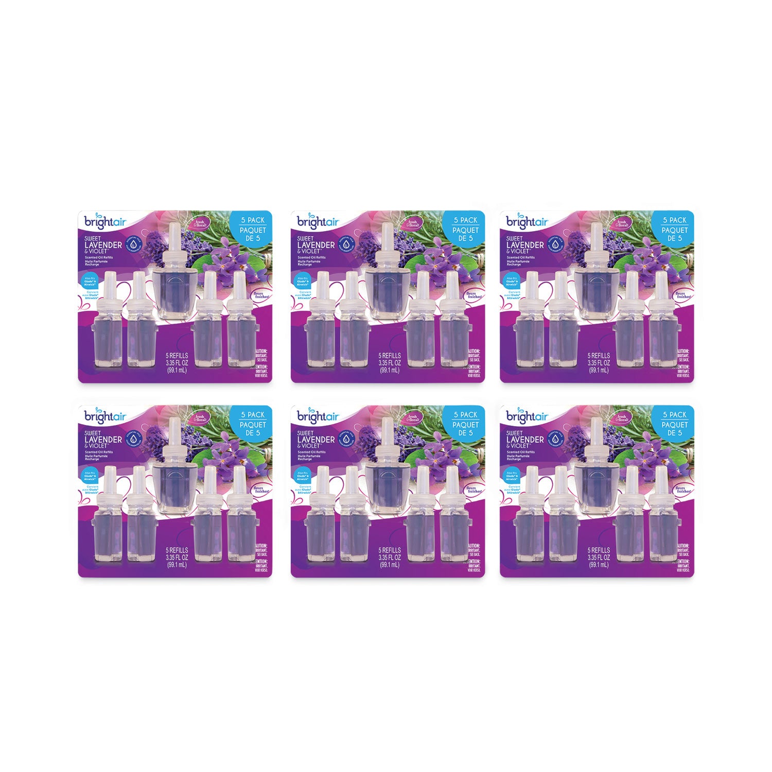 Electric Scented Oil Air Freshener Refill, Sweet Lavender and Violet, 0.67 oz Bottle, 5/Pack, 6 Pack/Carton