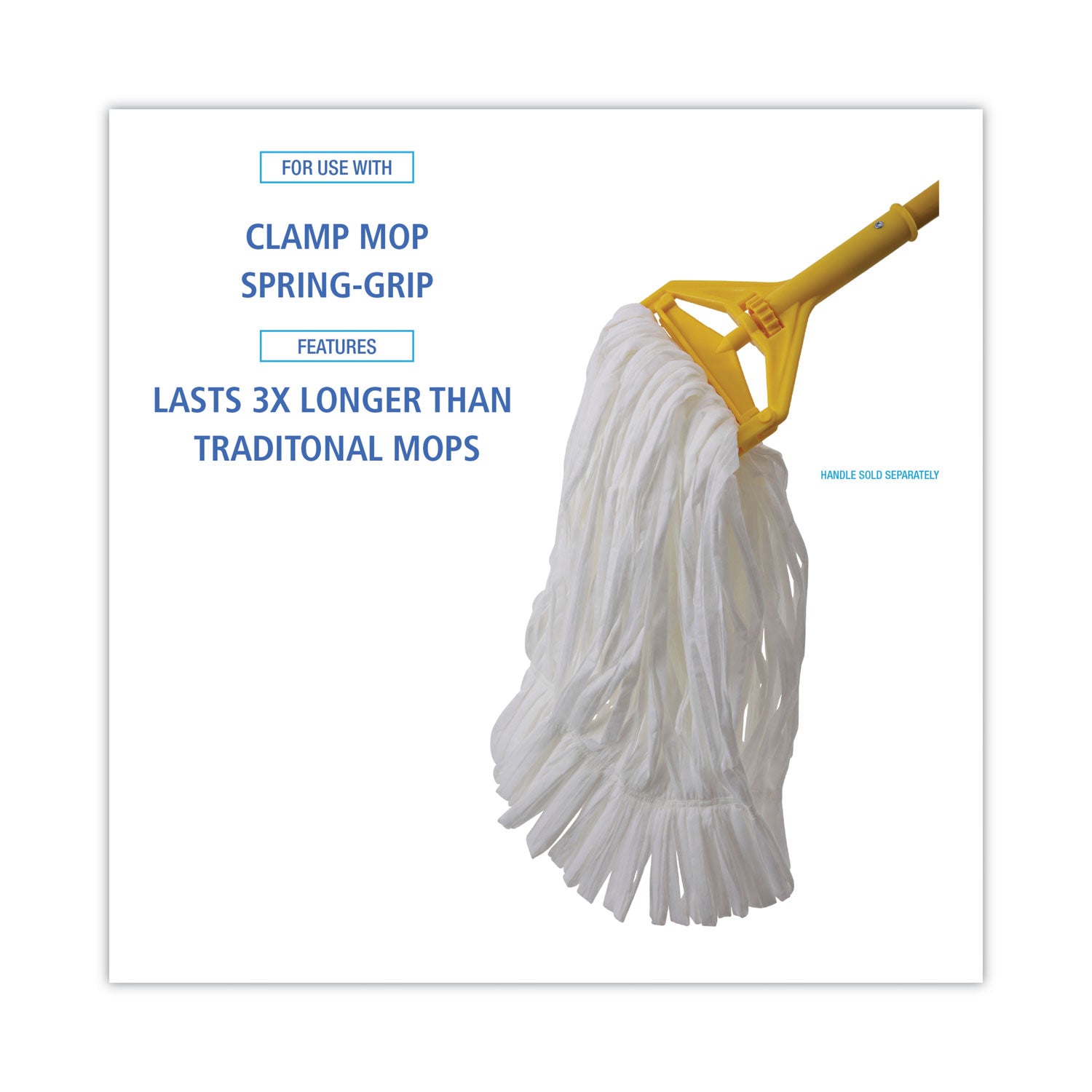 Mop Head, Looped, Enviro Clean With Tailband, Medium, White, 12/Carton - 