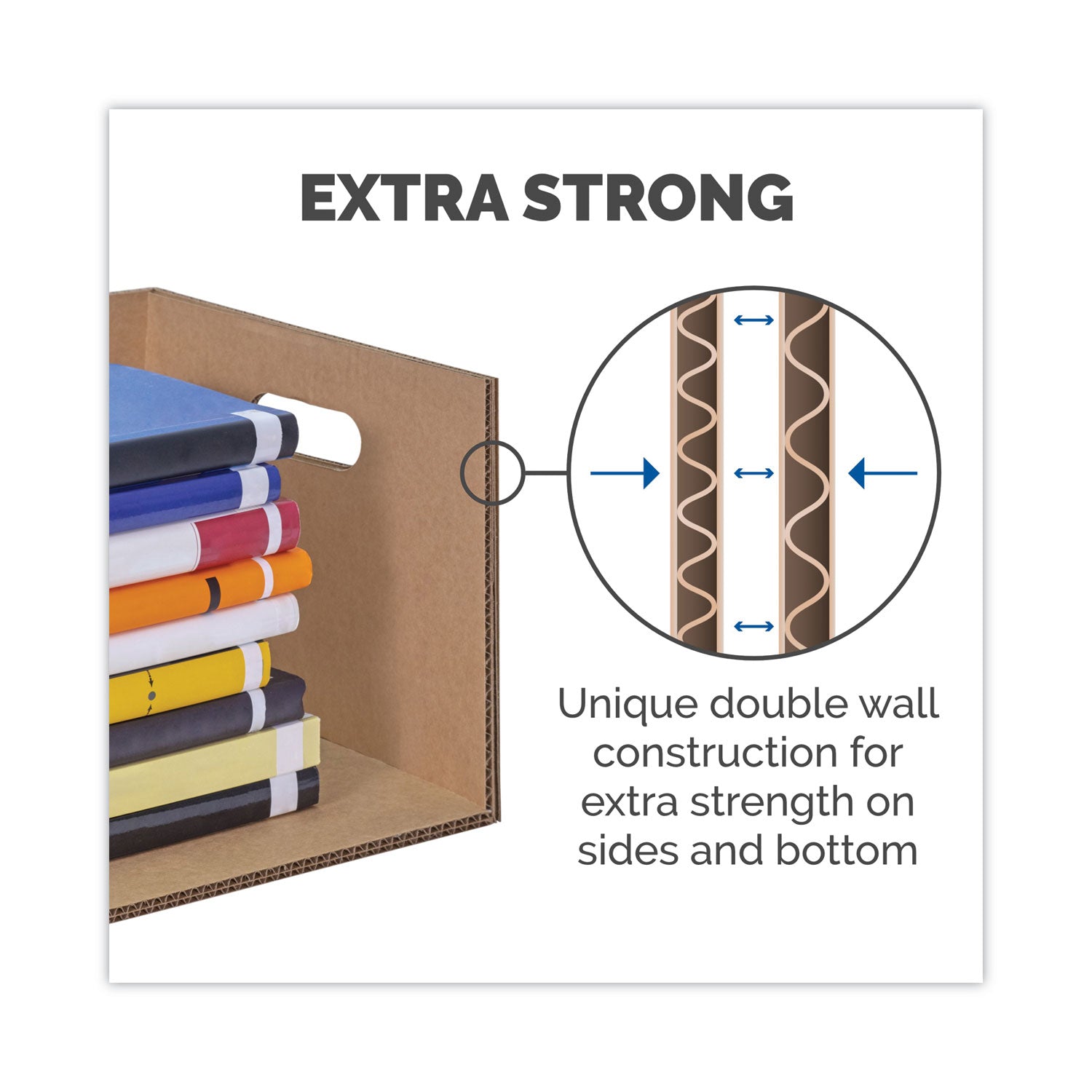 SmoothMove Classic Moving/Storage Boxes, Half Slotted Container (HSC), Small, 12" x 15" x 10", Brown/Blue, 15/Carton