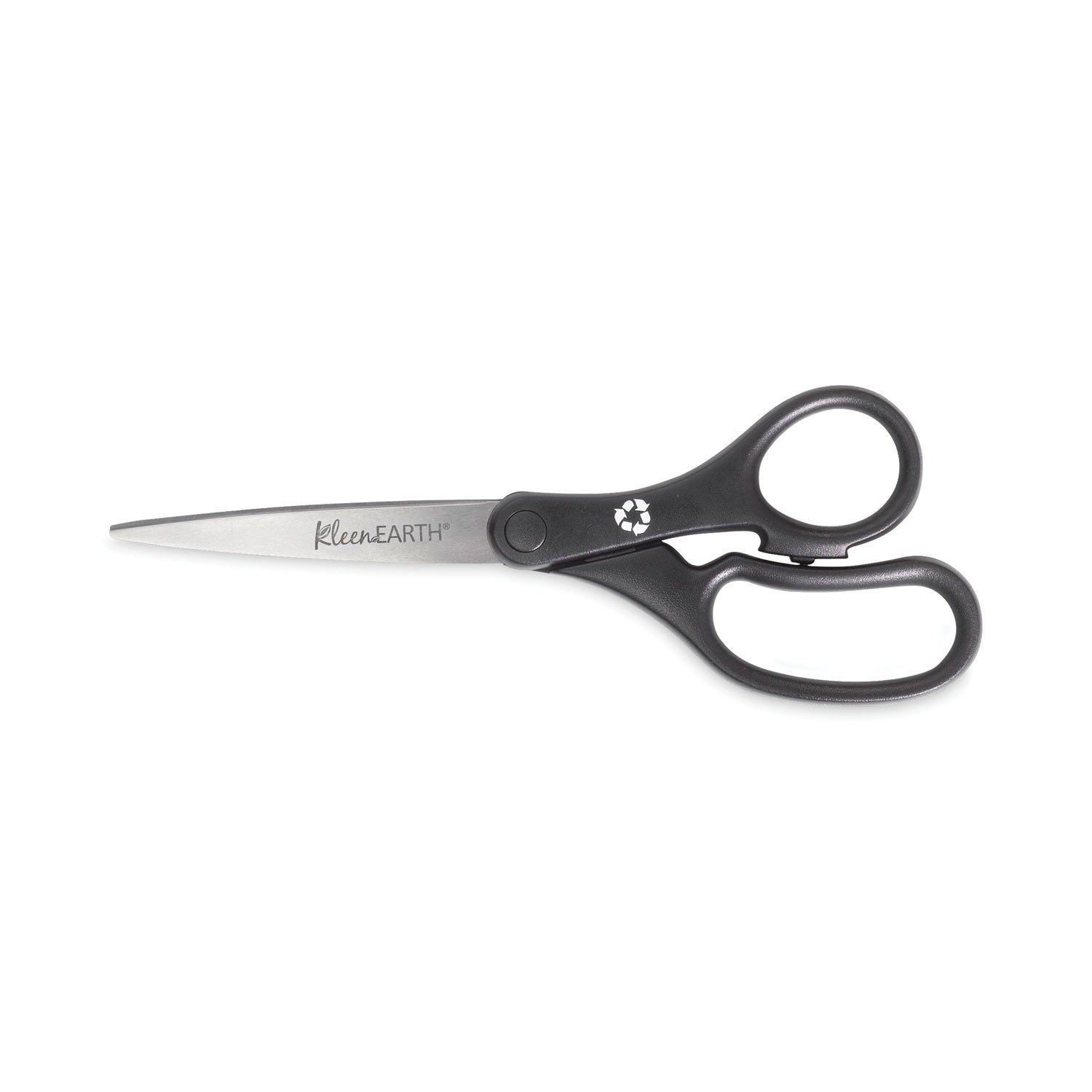 KleenEarth Basic Plastic Handle Scissors, 8" Long, 3.25" Cut Length, Black Straight Handles, 3/Pack - 