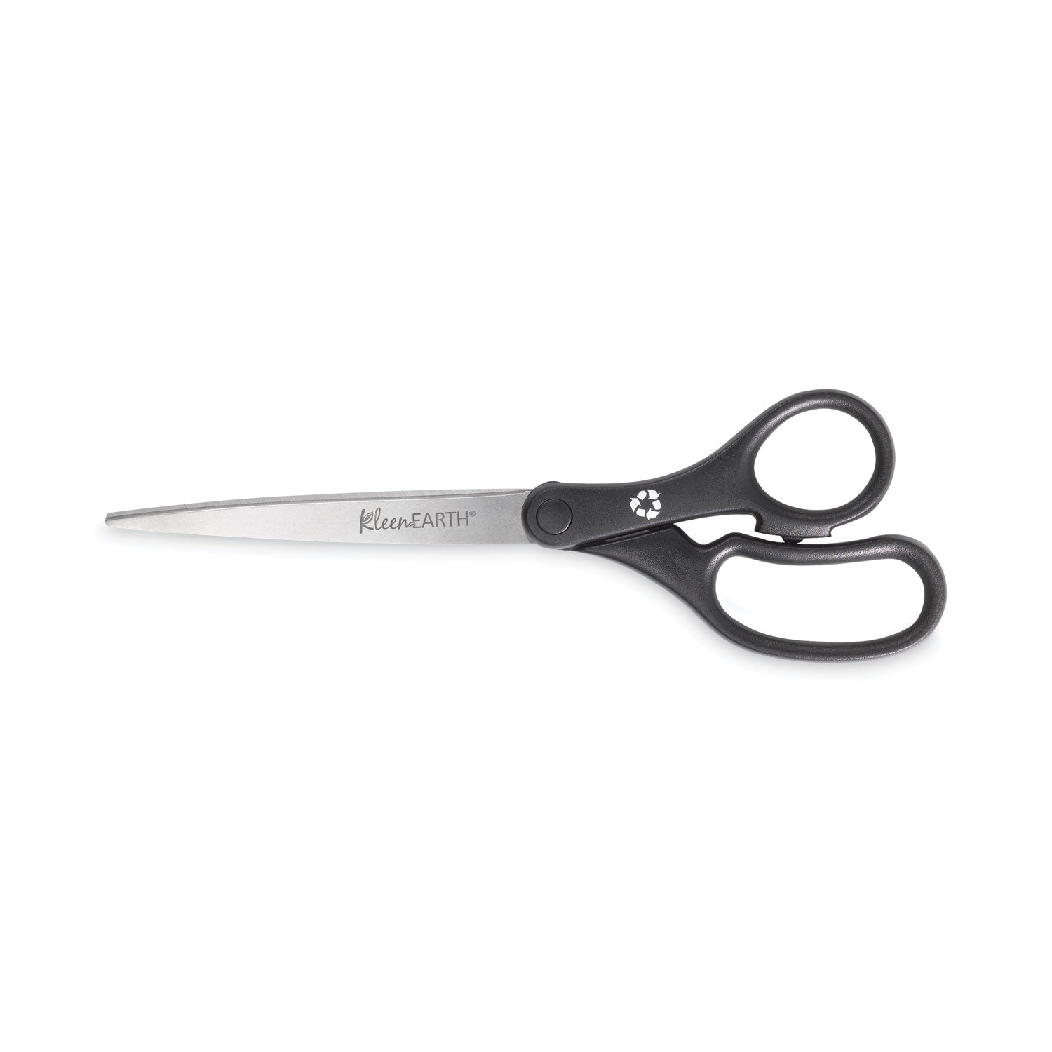 KleenEarth Basic Plastic Handle Scissors, 9" Long, 4.25" Cut Length, Black Straight Handle - 