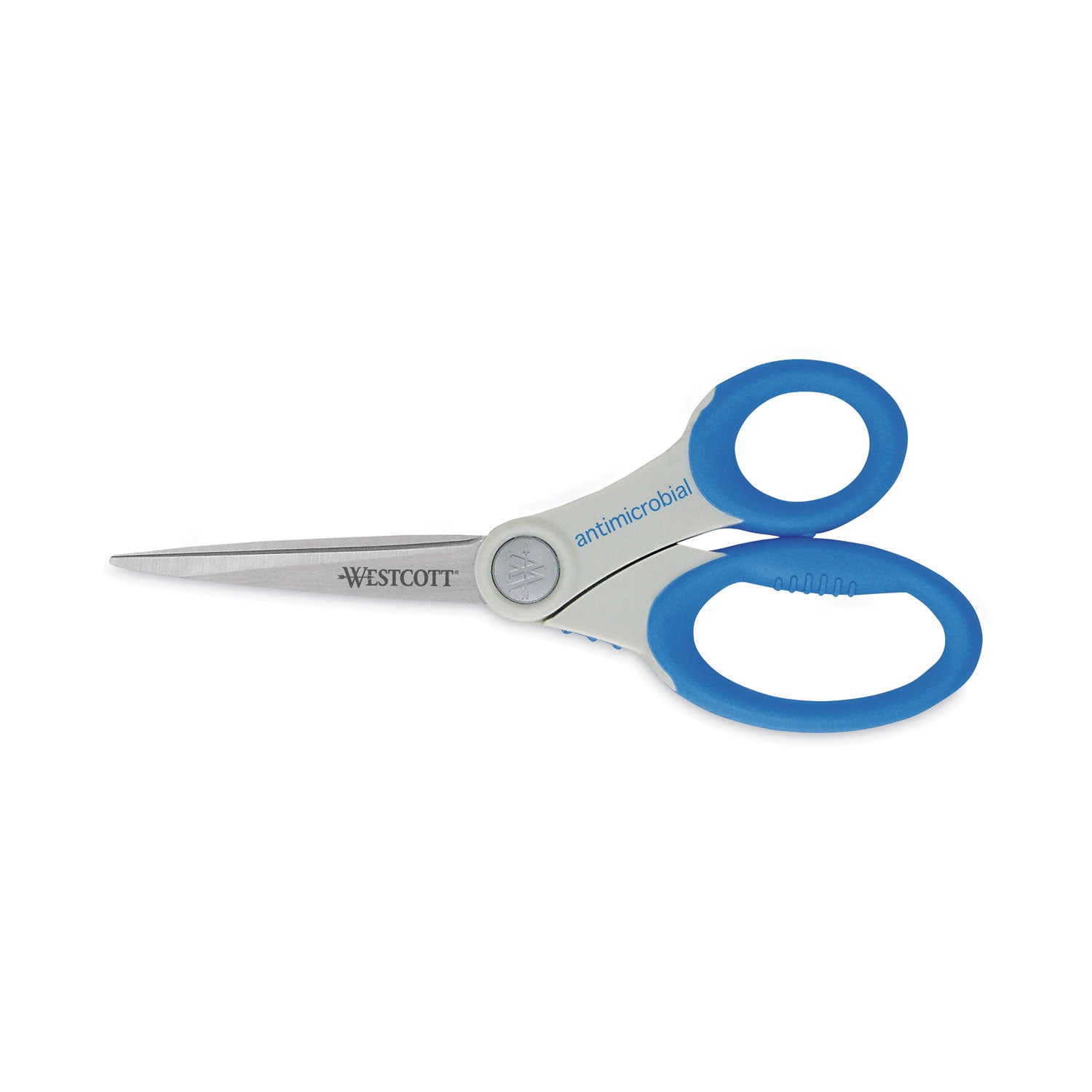Scissors with Antimicrobial Protection, 8" Long, 3.5" Cut Length, Blue Straight Handle - 