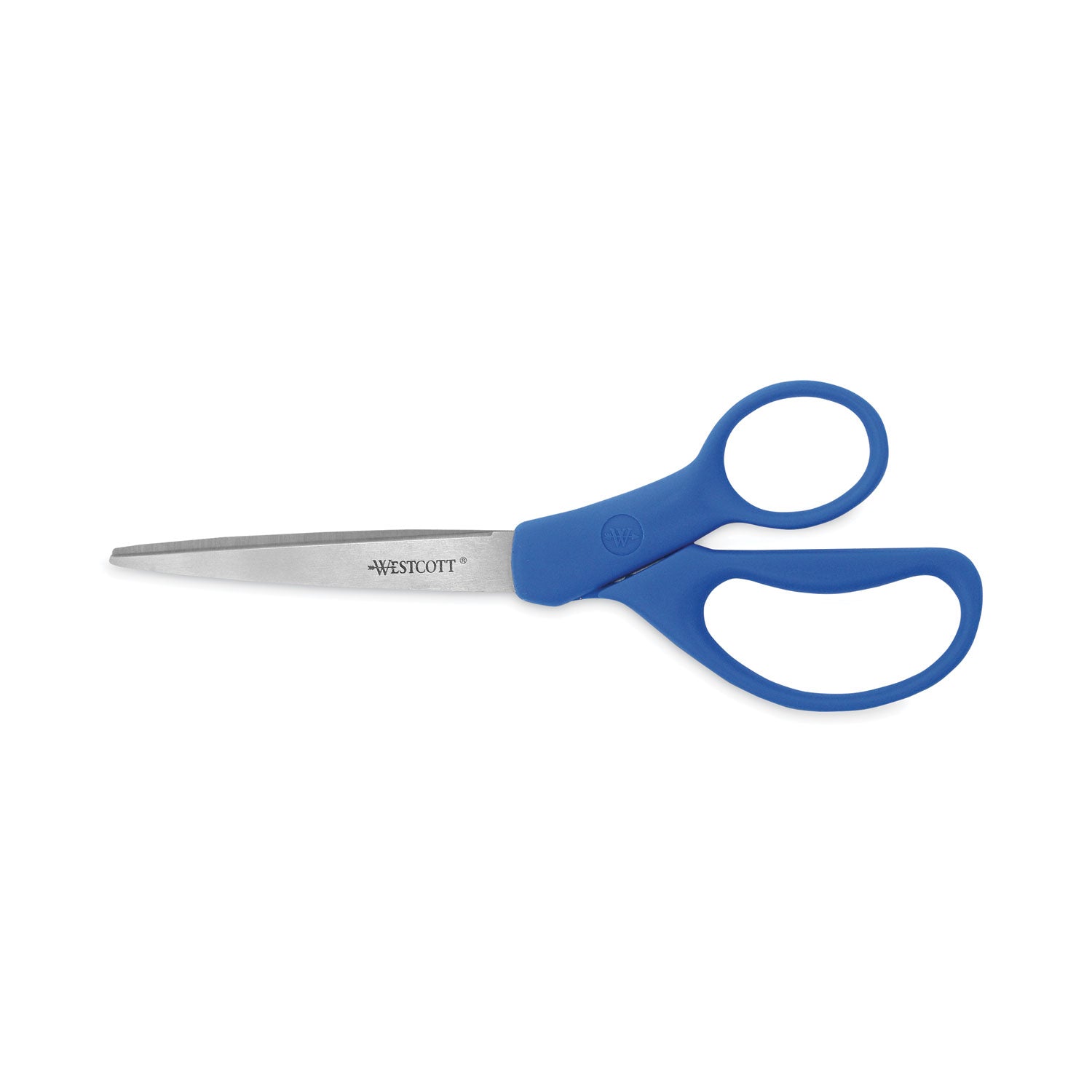 Preferred Line Stainless Steel Scissors, 8" Long, 3.5" Cut Length, Blue Straight Handles, 2/Pack - 