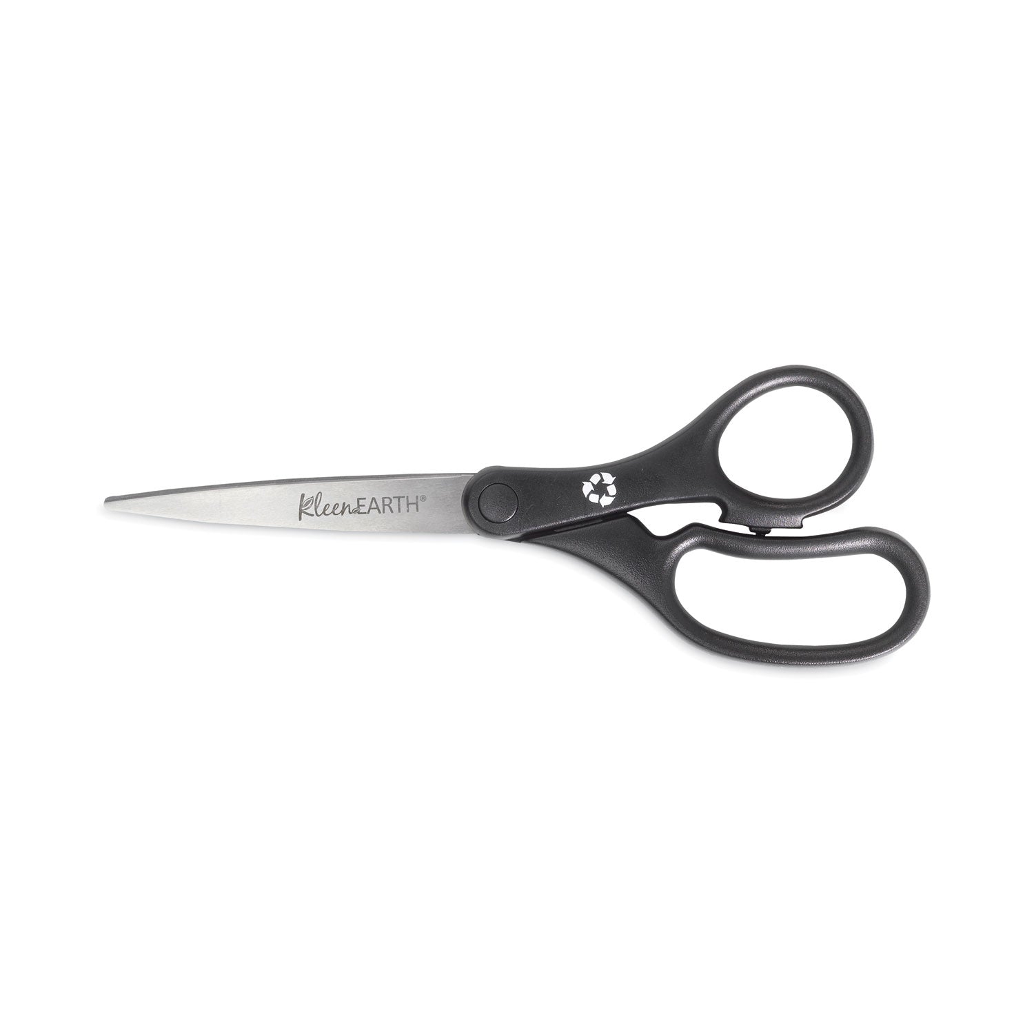 KleenEarth Basic Plastic Handle Scissors, 8" Long, 3.25" Cut Length, Black Straight Handle - 