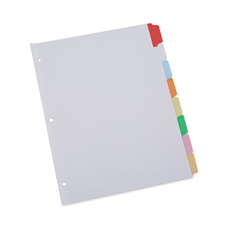 Deluxe Write-On/Erasable Tab Index, 8-Tab, 11 x 8.5, White, Assorted Tabs, 1 Set - 