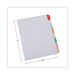 Deluxe Write-On/Erasable Tab Index, 8-Tab, 11 x 8.5, White, Assorted Tabs, 1 Set - 