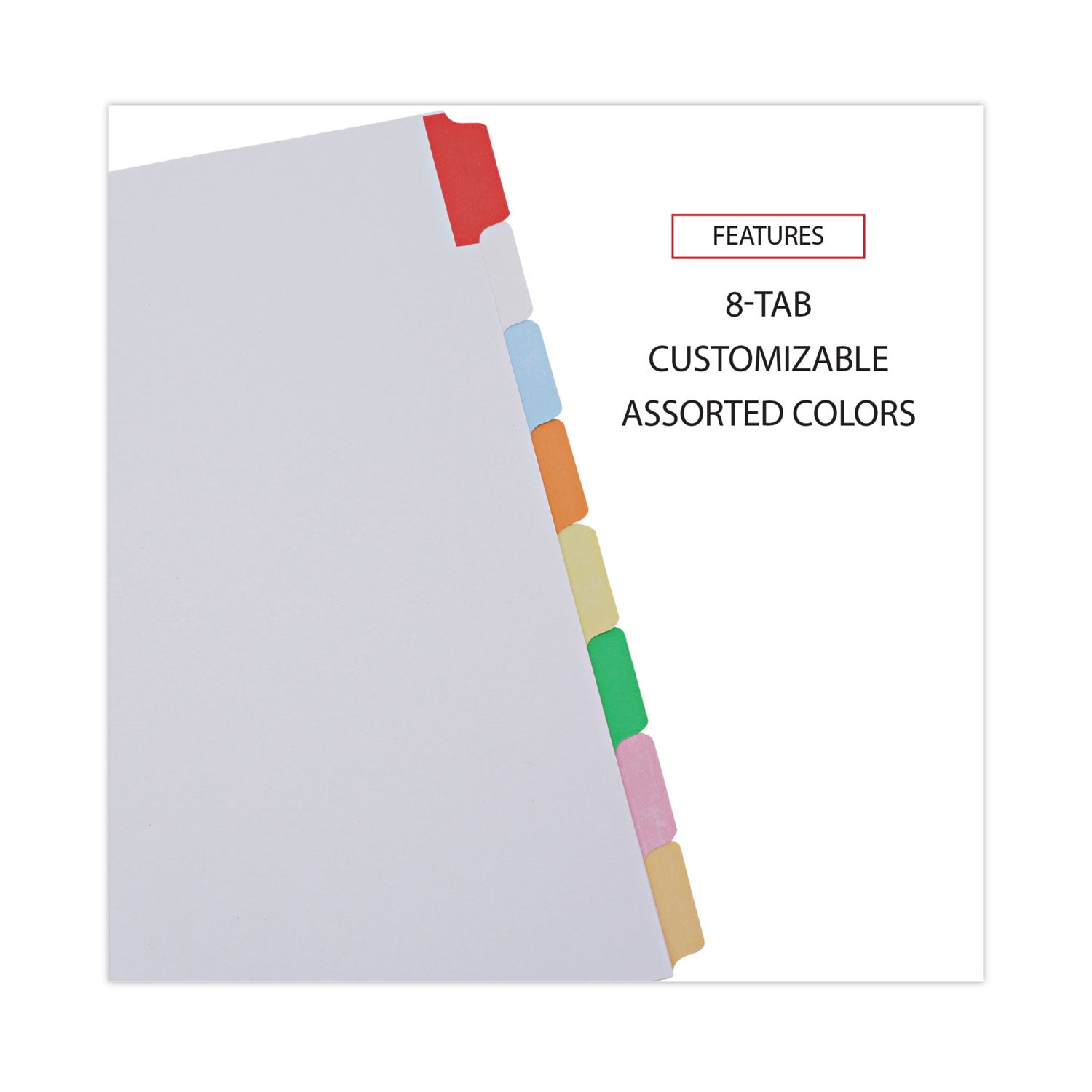 Deluxe Write-On/Erasable Tab Index, 8-Tab, 11 x 8.5, White, Assorted Tabs, 1 Set - 