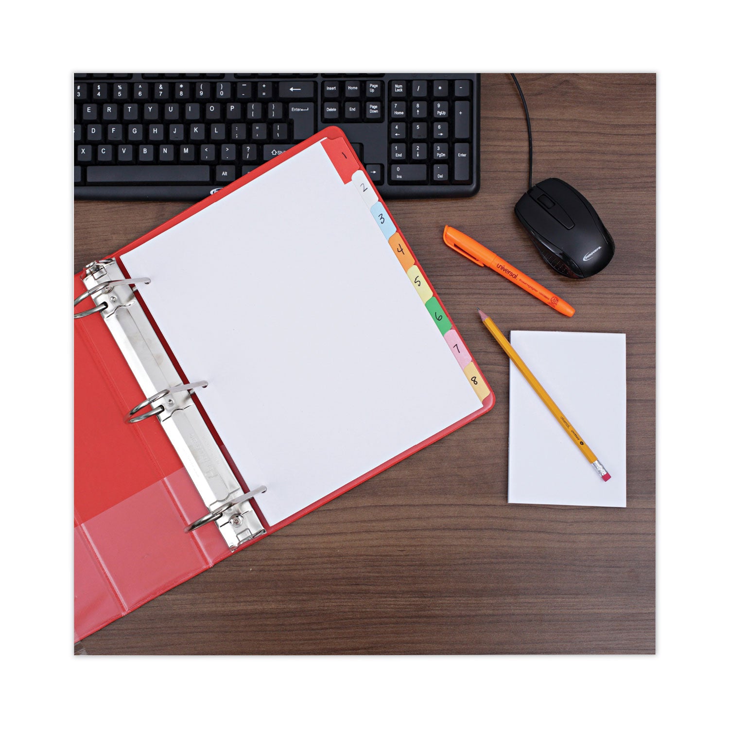 Deluxe Write-On/Erasable Tab Index, 8-Tab, 11 x 8.5, White, Assorted Tabs, 1 Set - 