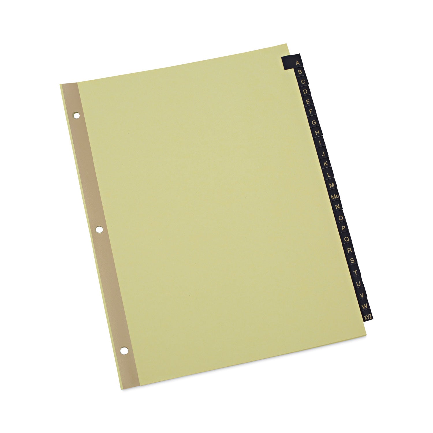 Deluxe Preprinted Simulated Leather Tab Dividers with Gold Printing, 25-Tab, A to Z, 11 x 8.5, Buff, 1 Set - 