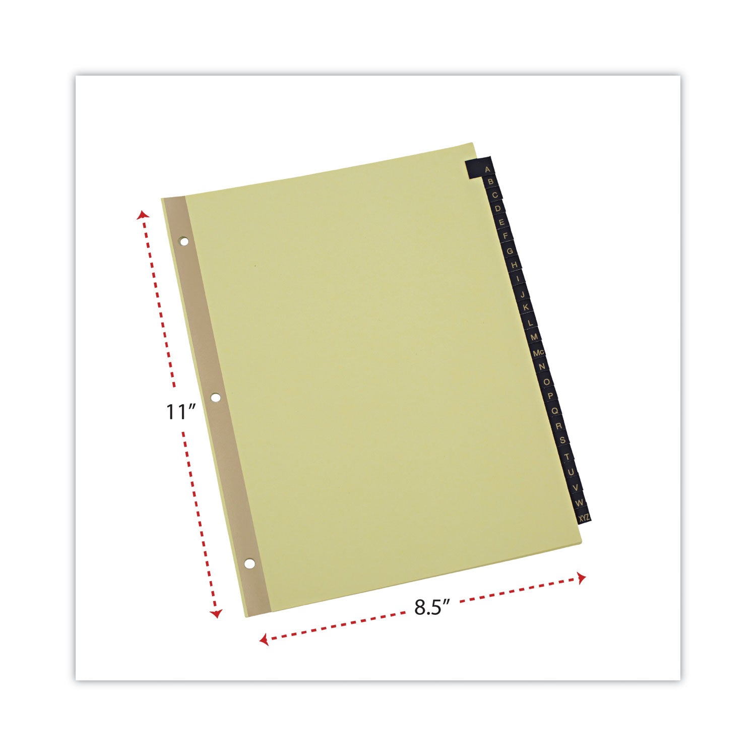 Deluxe Preprinted Simulated Leather Tab Dividers with Gold Printing, 25-Tab, A to Z, 11 x 8.5, Buff, 1 Set - 