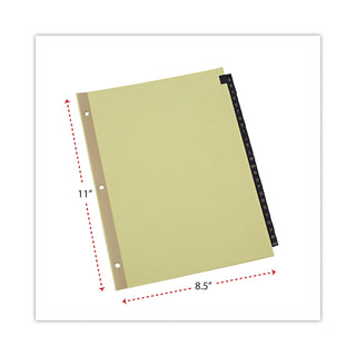 Deluxe Preprinted Simulated Leather Tab Dividers with Gold Printing, 25-Tab, A to Z, 11 x 8.5, Buff, 1 Set - 