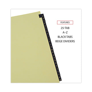 Deluxe Preprinted Simulated Leather Tab Dividers with Gold Printing, 25-Tab, A to Z, 11 x 8.5, Buff, 1 Set - 