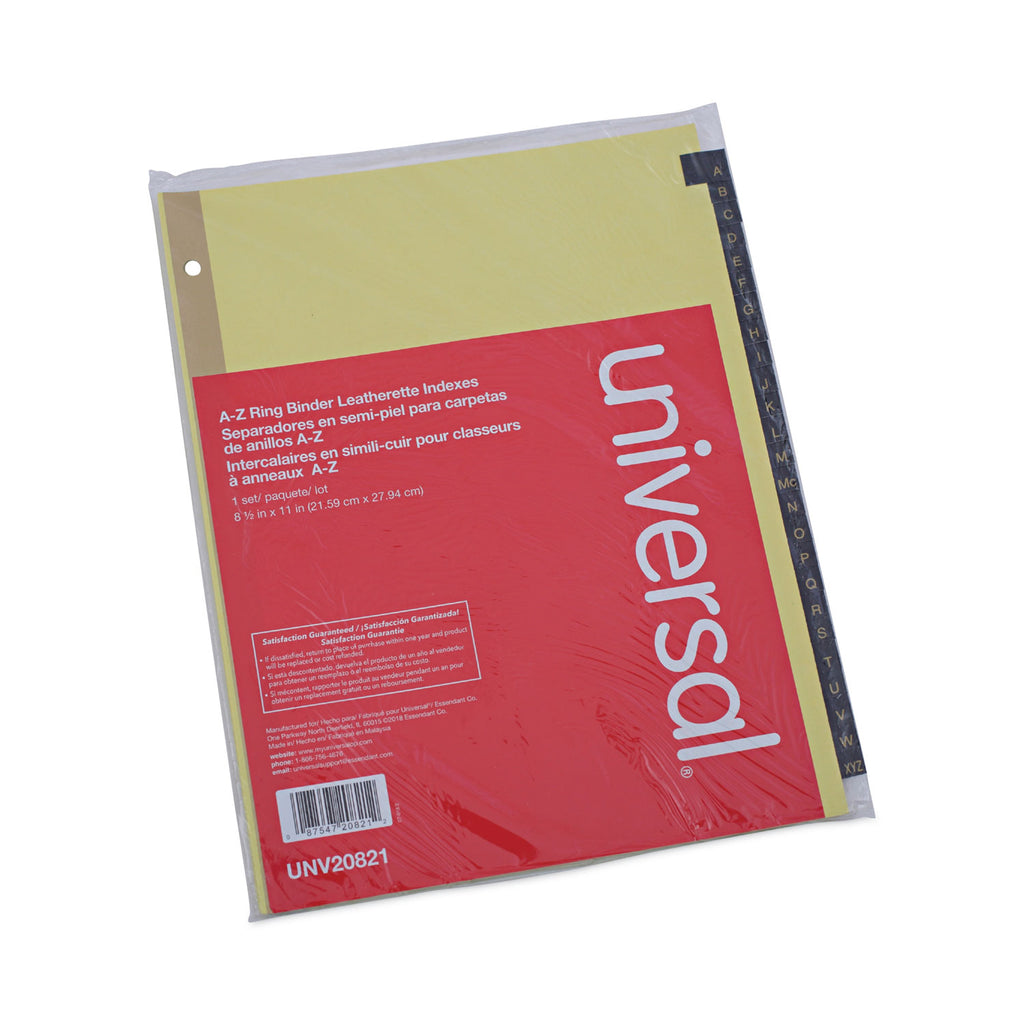 Deluxe Preprinted Simulated Leather Tab Dividers with Gold Printing, 25-Tab, A to Z, 11 x 8.5, Buff, 1 Set - 