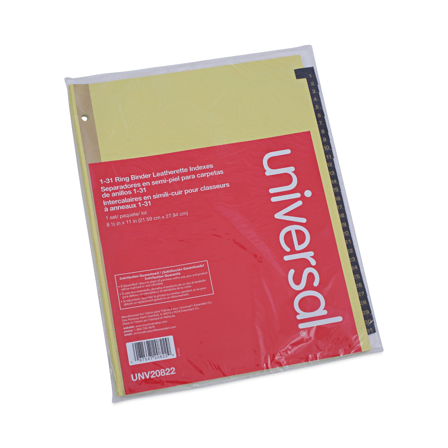 Deluxe Preprinted Simulated Leather Tab Dividers with Gold Printing, 31-Tab, 1 to 31, 11 x 8.5, Buff, 1 Set - 
