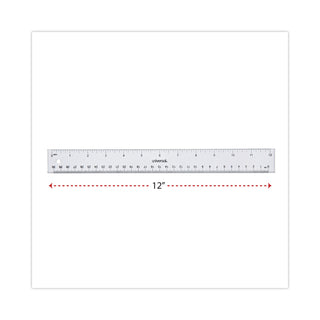 Clear Plastic Ruler, Standard/Metric, 12" Long, Clear - 