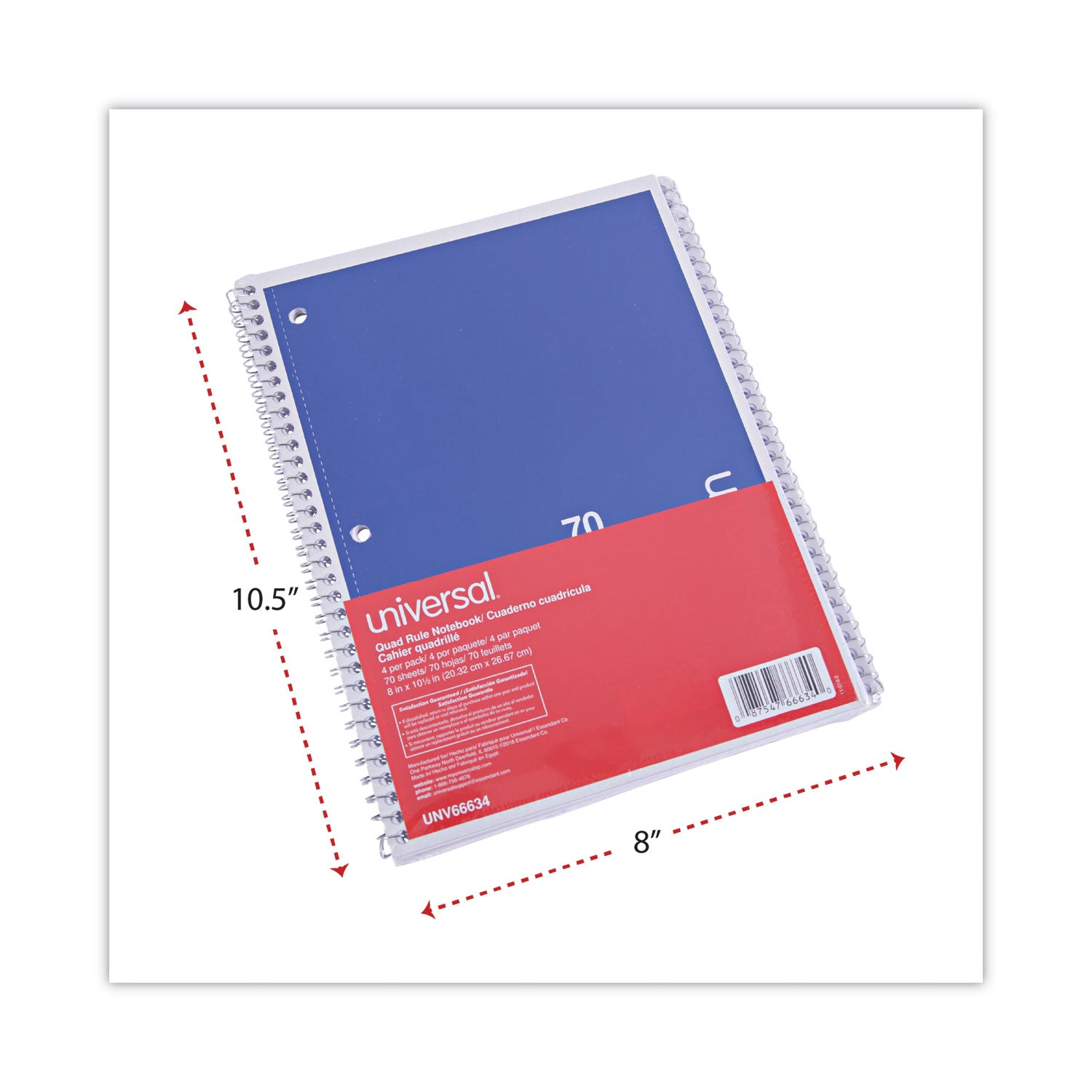 wirebound-notebook-1-subject-quadrille-rule-4-sq-in-assorted-cover-colors-70-105-x-8-sheets-4-pack_unv66634 - 2