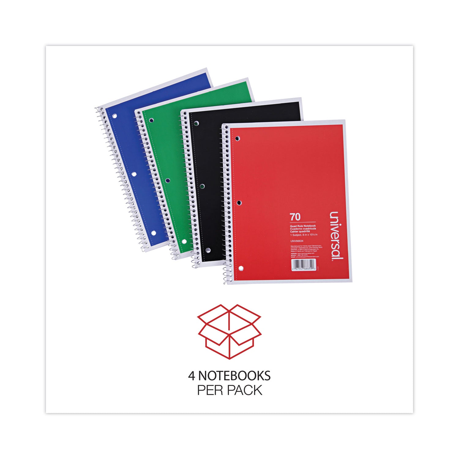 wirebound-notebook-1-subject-quadrille-rule-4-sq-in-assorted-cover-colors-70-105-x-8-sheets-4-pack_unv66634 - 4