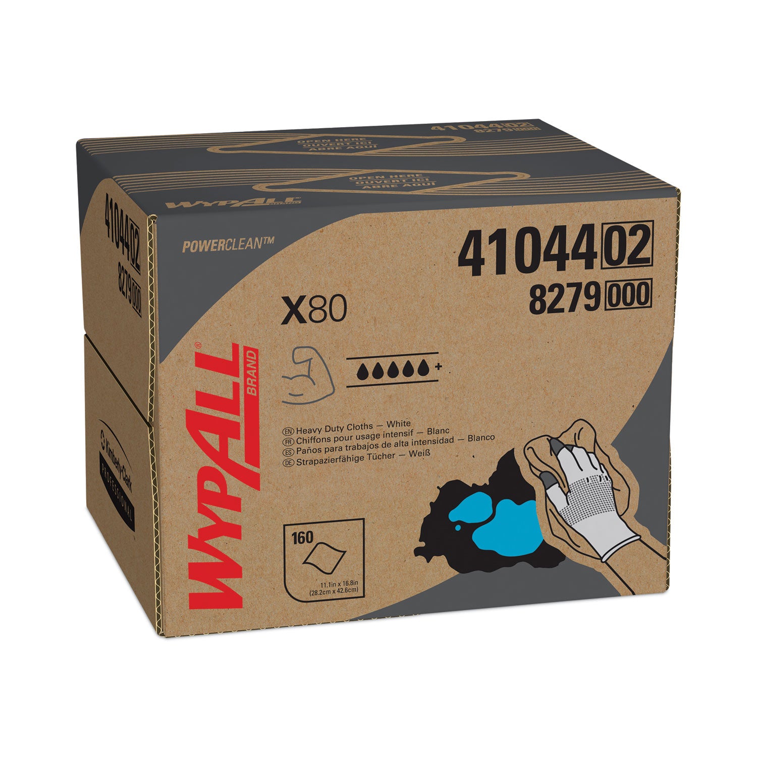 X80 Cloths, HYDROKNIT, BRAG Box, 11.1 x 16.8, White, 160/Carton - 