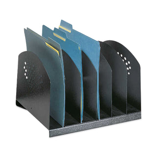 Safco Steel Desk Racks - 6 Compartment(s) - 2" - 8" Height x 12.1" Width x 11.1" DepthDesktop - Powder Coated - Black - Steel - 1 Each