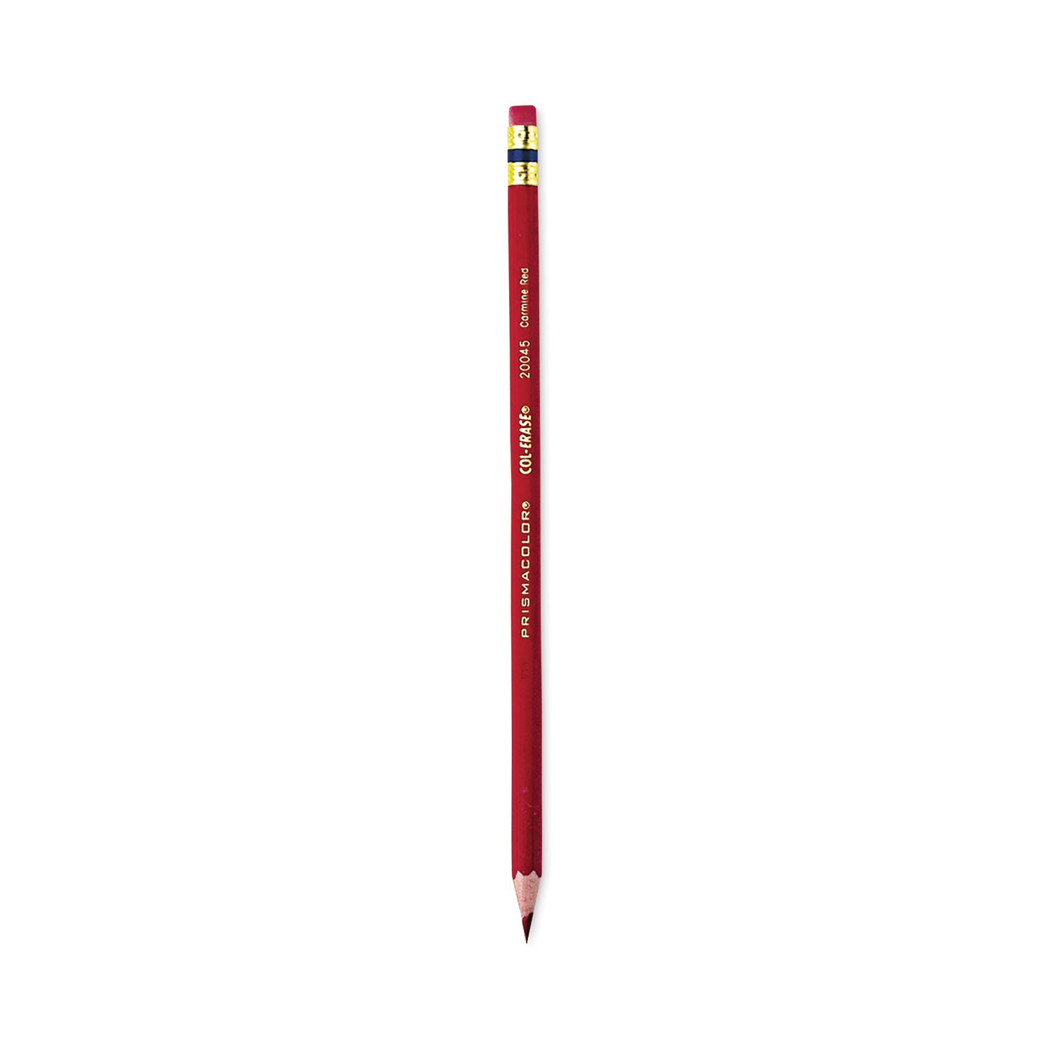 Col-Erase Pencil with Eraser, 0.7 mm, 2B, Carmine Red Lead, Carmine Red Barrel, Dozen - 