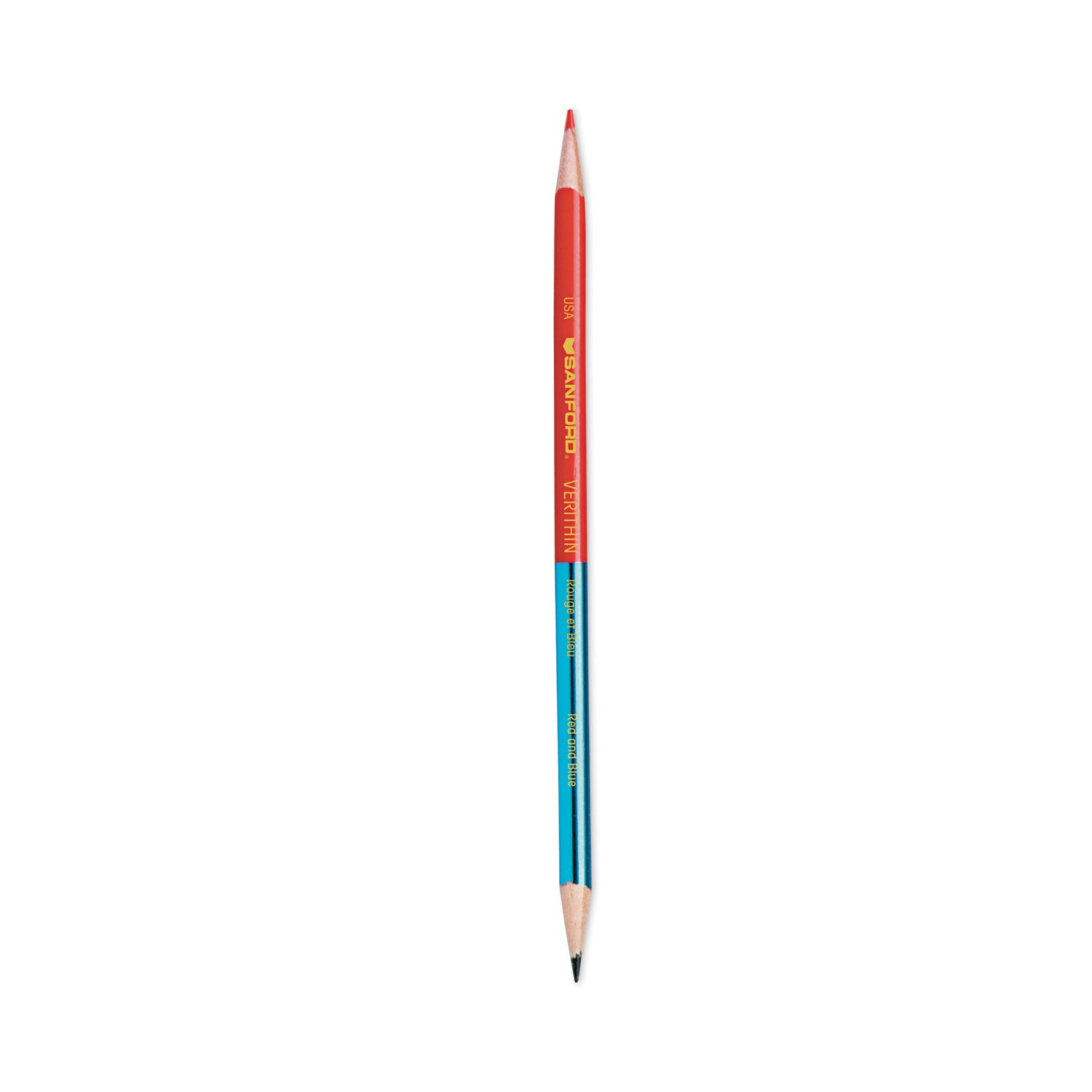 Verithin Dual-Ended Two-Color Pencils, 2 mm, Blue/Red Lead, Blue/Red Barrel, Dozen - 