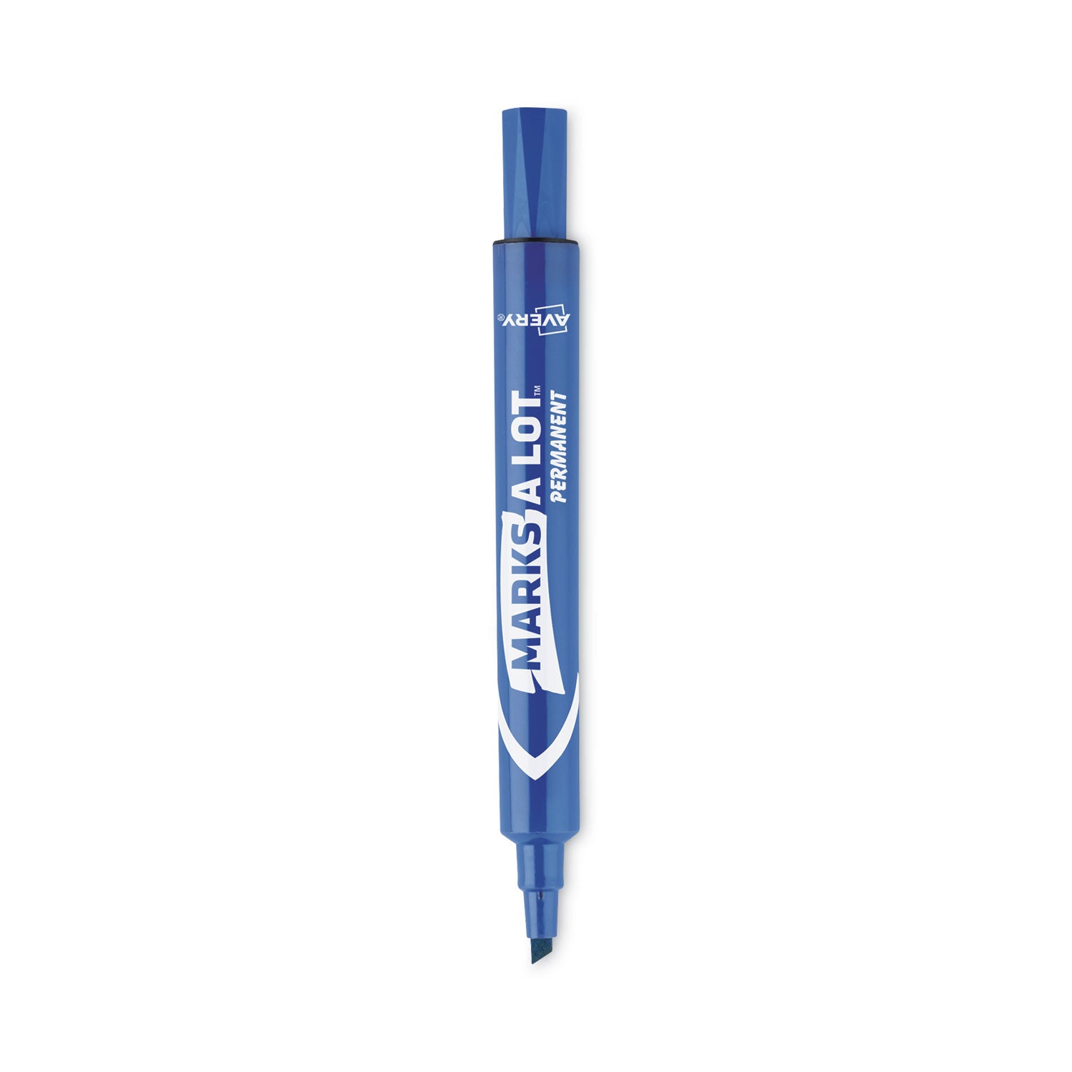 MARKS A LOT Large Desk-Style Permanent Marker, Broad Chisel Tip, Blue, Dozen (8886) - 