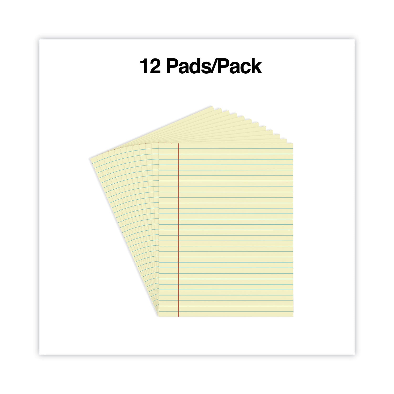Glue Top Pads, Wide/Legal Rule, 50 Canary-Yellow 8.5 x 11 Sheets, Dozen - 