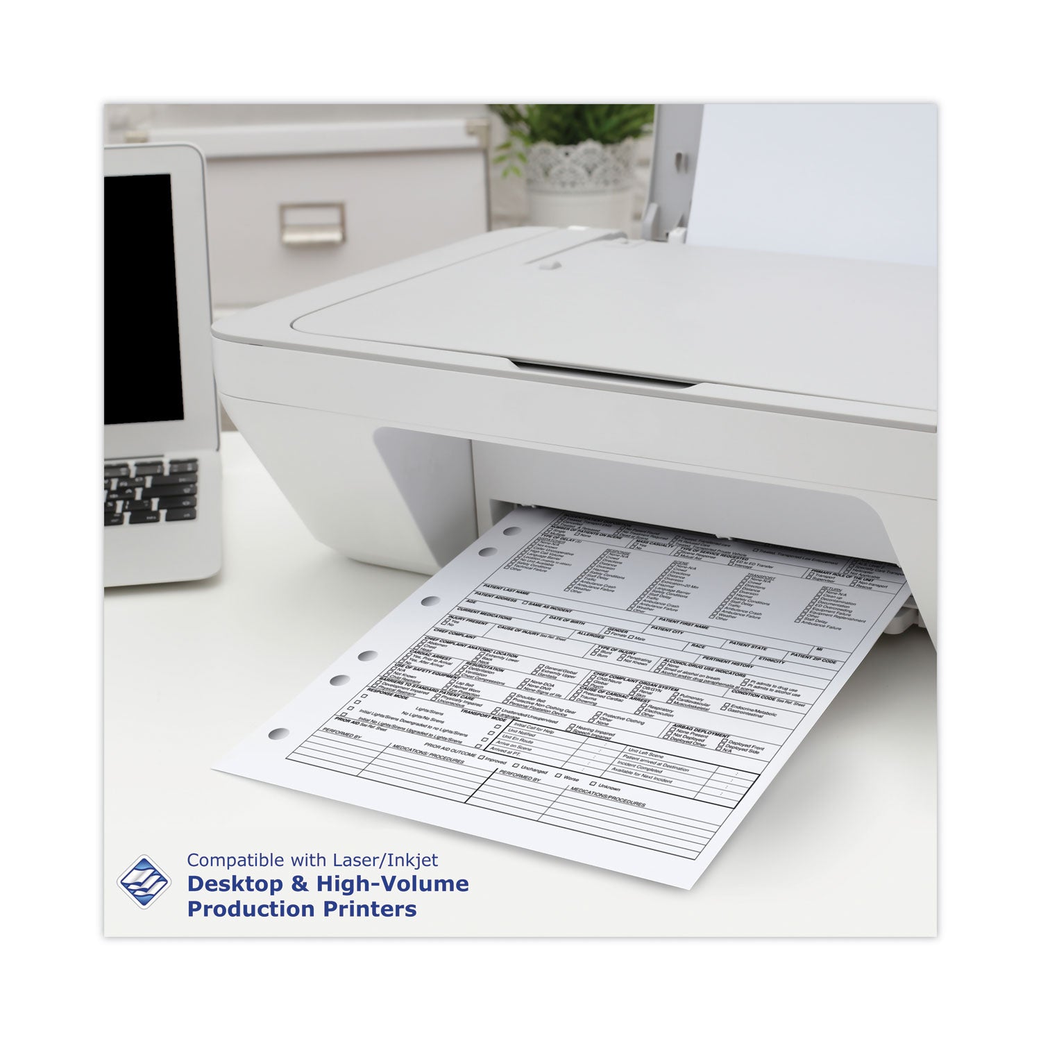 Perforated and Punched Paper, 7-Hole Punched, 20 lb Bond Weight, 8.5 x 11, White, 500/Ream - 