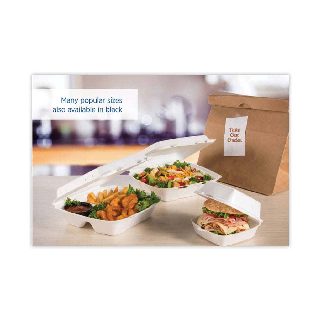 Insulated Foam Hinged Lid Containers, 1-Compartment, 9 x 9.4 x 3, White, 200/Pack, 2 Packs/Carton
