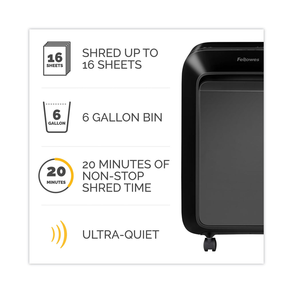 Powershred LX210 Micro-Cut Shredder, 16 Manual Sheet Capacity, Black