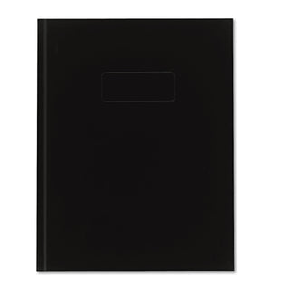 Business Notebook with Self-Adhesive Labels, 1-Subject, Medium/College Rule, Black Cover, (192) 9.25 x 7.25 Sheets