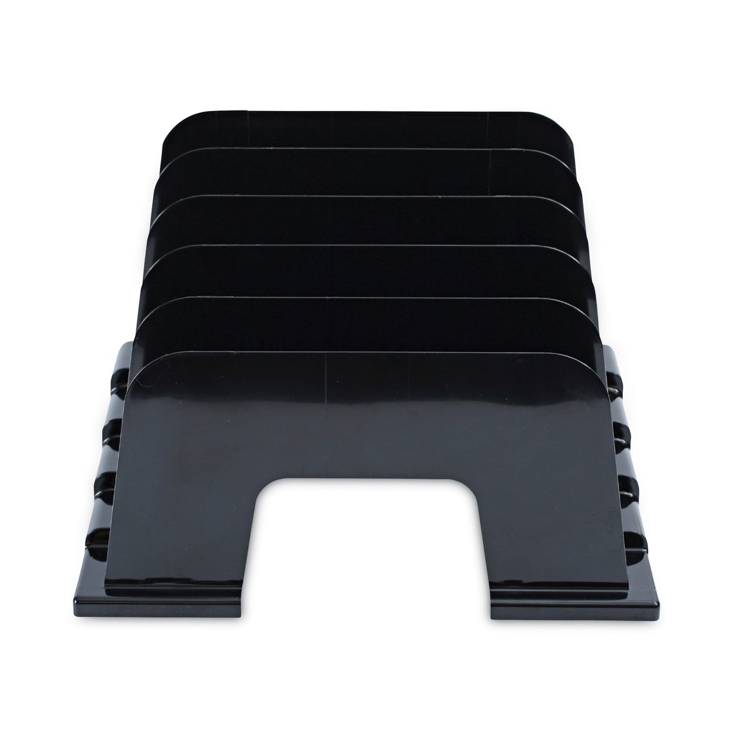 Recycled Plastic Incline Sorter, 5 Sections, Letter Size Files, 13.25" x 9" x 9", Black - 