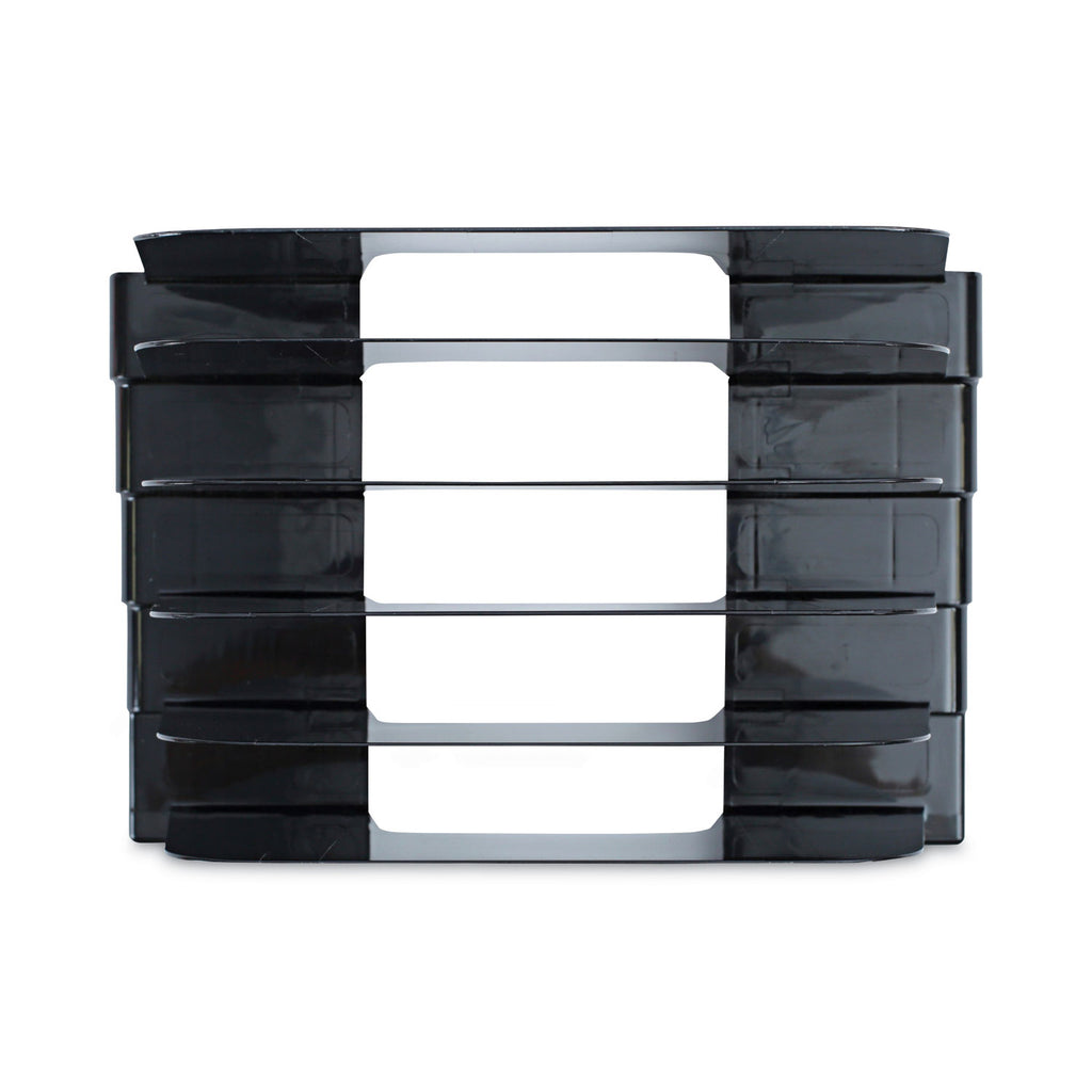 Recycled Plastic Incline Sorter, 5 Sections, Letter Size Files, 13.25" x 9" x 9", Black - 
