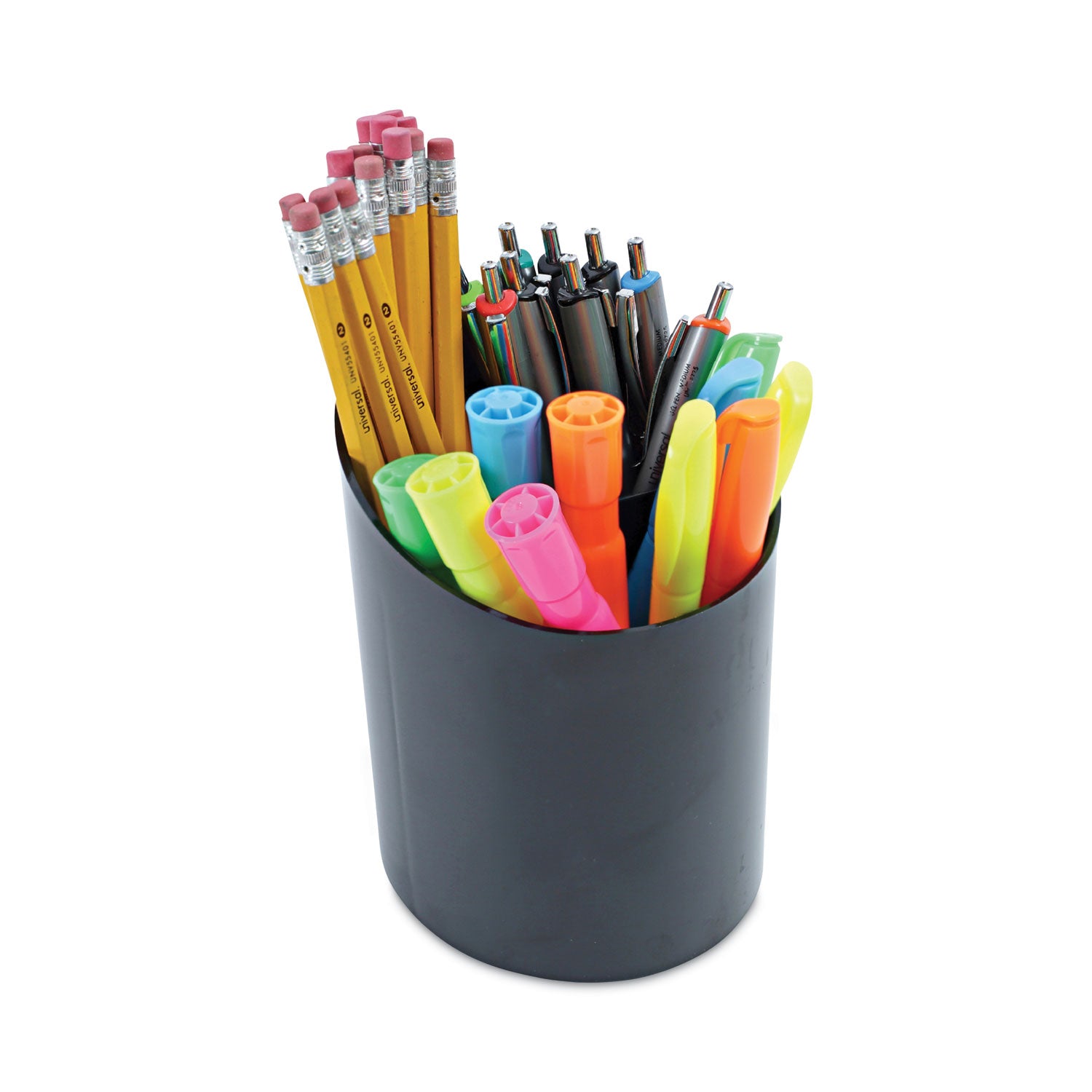 Recycled Big Pencil Cup, Plastic, 4.38" Diameter x 5.63"h, Black - 