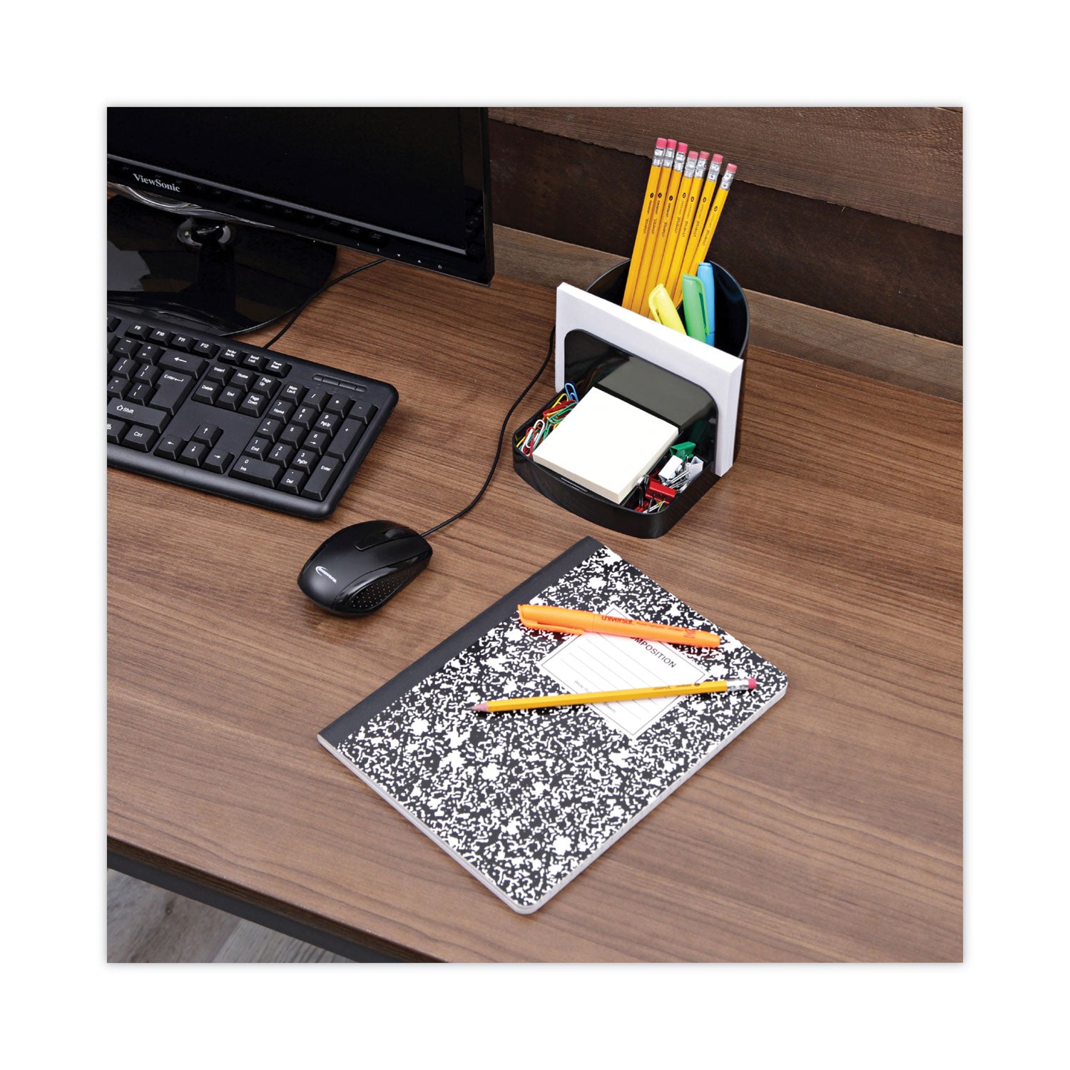 Deluxe Message Center, 6 Compartments, Plastic, 5.5 x 6.75 x 5, Black
