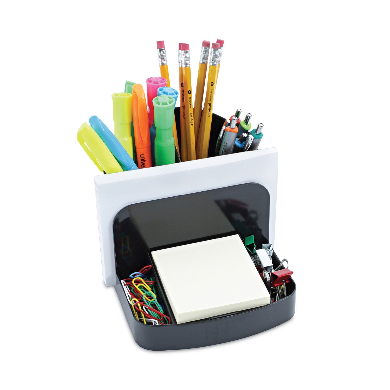 Deluxe Message Center, 6 Compartments, Plastic, 5.5 x 6.75 x 5, Black - 