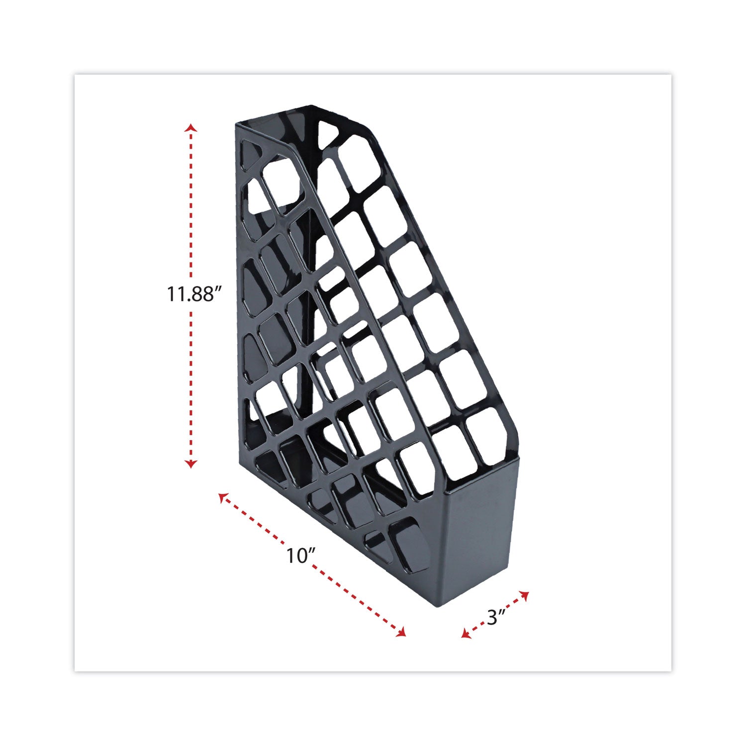Recycled Plastic Magazine File, 3 x 10 x 11.88, Black - 