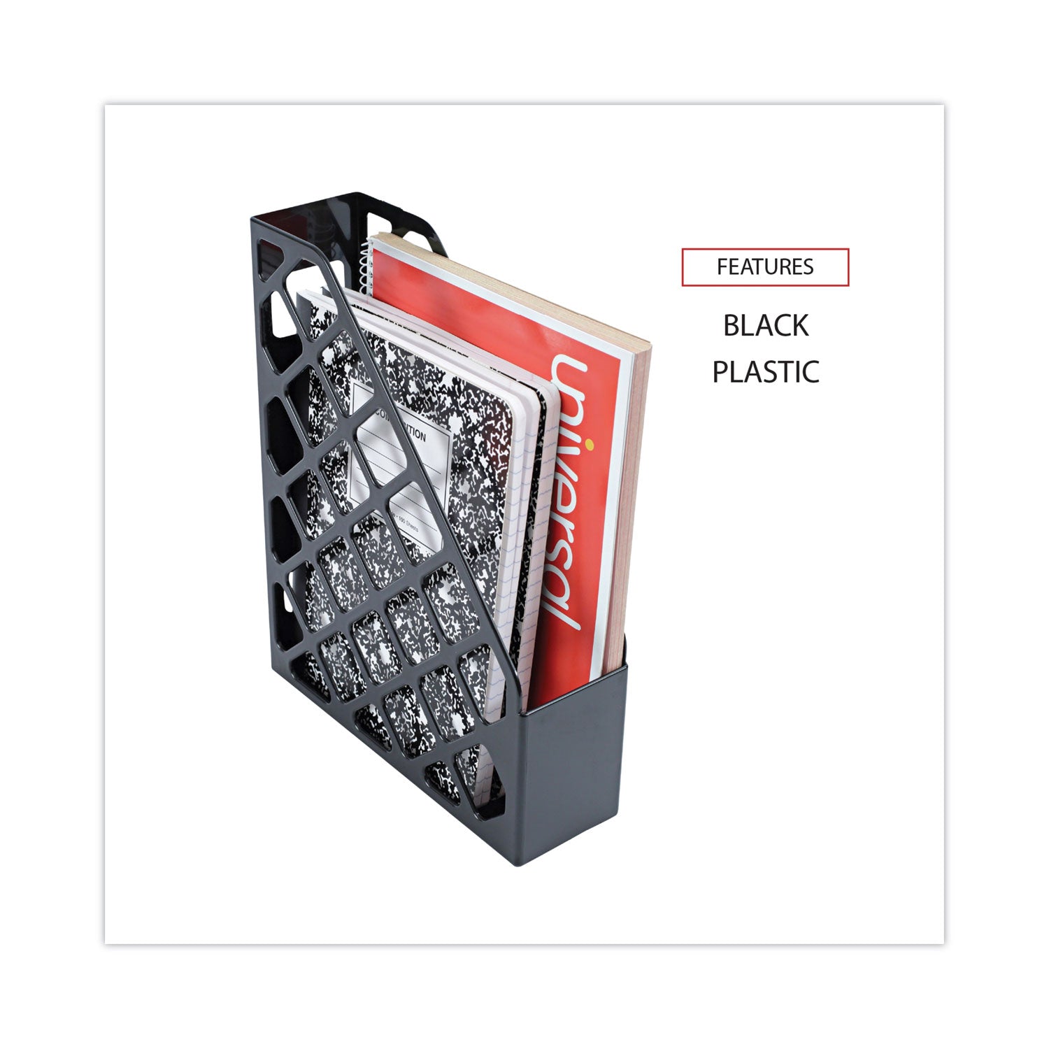 Recycled Plastic Magazine File, 3 x 10 x 11.88, Black - 