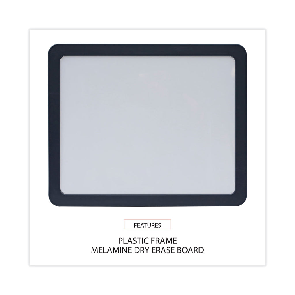 Recycled Cubicle Dry Erase Board, 15.88 x 12.88, White Surface, Charcoal Plastic Frame - 