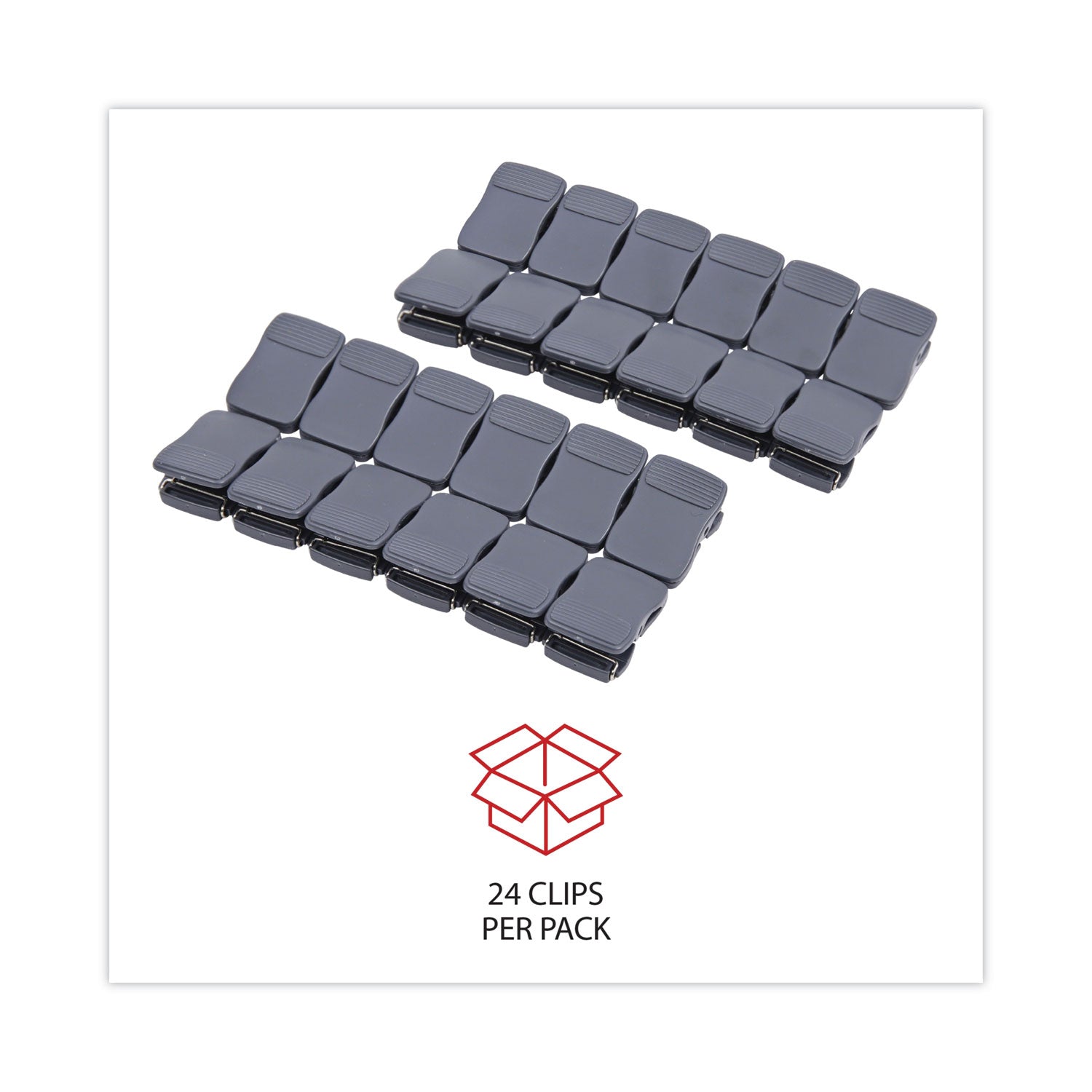 Deluxe Recycled Cubicle Clips, 40 Sheet Capacity, Charcoal, 24/Pack