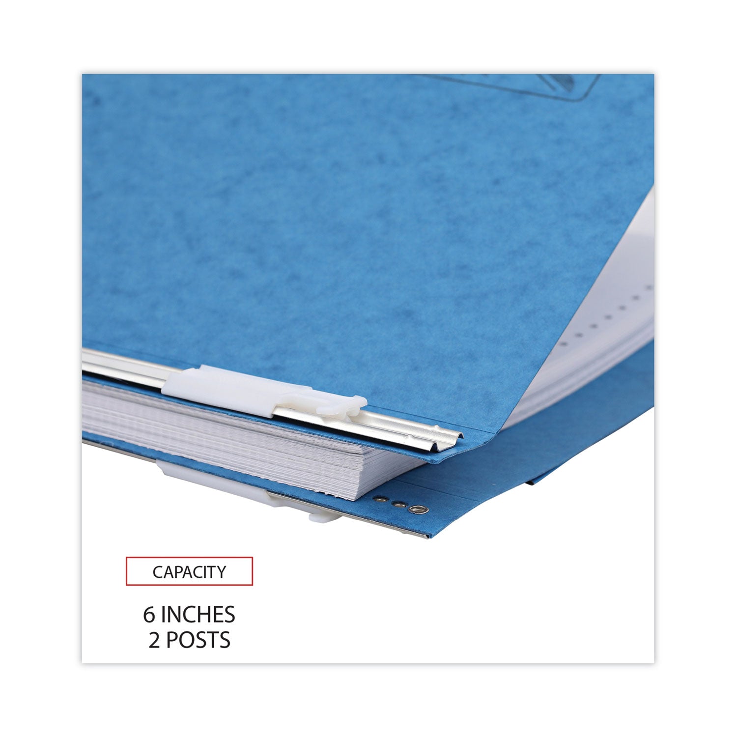 Pressboard Hanging Binder, 2 Posts, 6" Capacity, 9.5 x 11, Light Blue - 