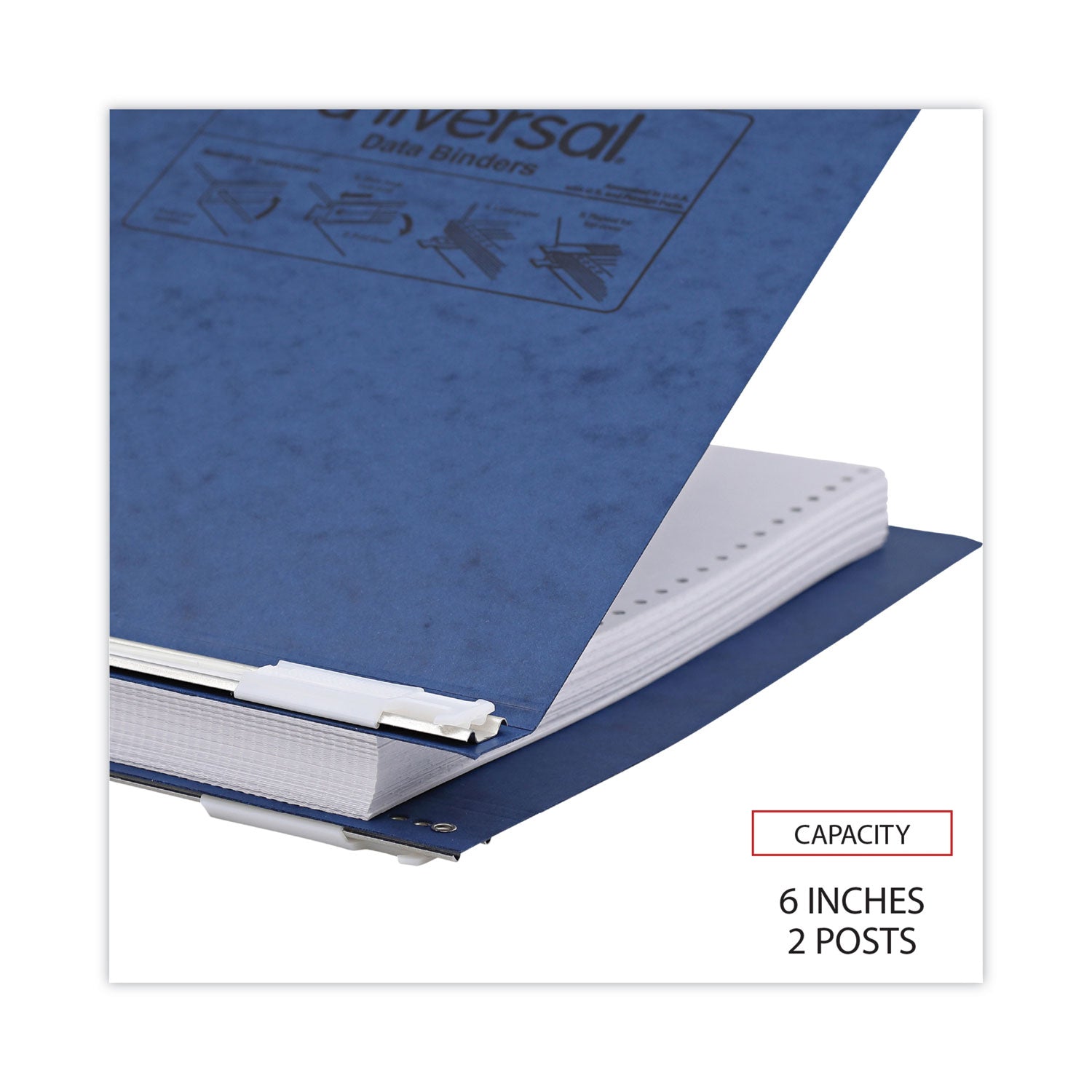 Pressboard Hanging Binder, 2 Posts, 6" Capacity, 9.5 x 11, Blue - 