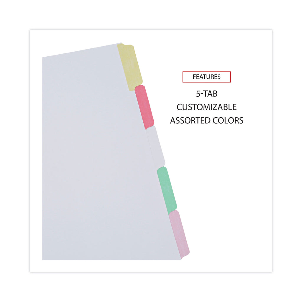 Deluxe Write-On/Erasable Tab Index, 5-Tab, 11 x 8.5, White, Assorted Tabs, 1 Set - 