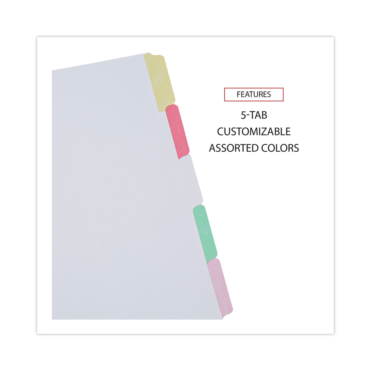 Deluxe Write-On/Erasable Tab Index, 5-Tab, 11 x 8.5, White, Assorted Tabs, 1 Set - 