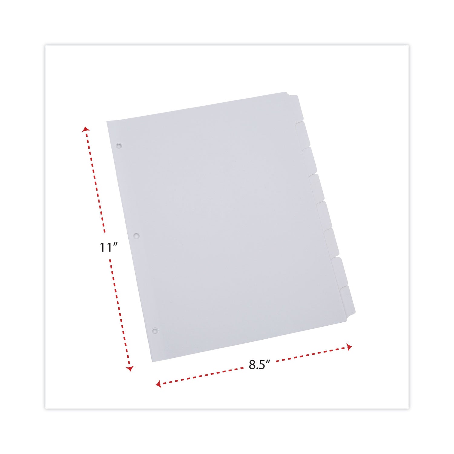 Deluxe Write-On/Erasable Tab Index, 8-Tab, 11 x 8.5, White, White Tabs, 1 Set - 